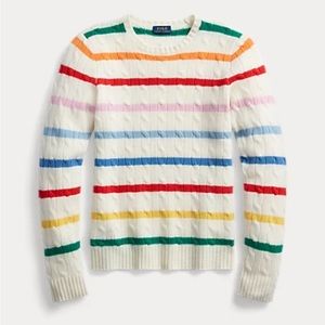 NWT Polo Ralph Lauren Striped Slim Fit Cable Cashmere Sweater